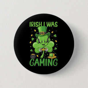 Irish I Was Gaming St Patricks Day Gamer Boys Vide 2 Inch Round Button