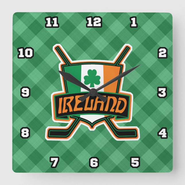 Irish Ice Hockey Flag Logo Wall Clock (Front)