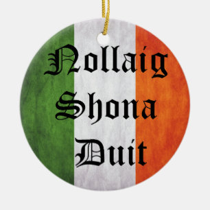 Irish, Ireland, Christmas, Irish Flag Ceramic Ornament