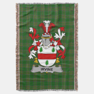  Irish Irvine Coat of Arms Family Crest Ireland Throw Blanket
