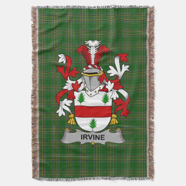  Irish Irvine Coat of Arms Family Crest Ireland Throw Blanket (Front Vertical)