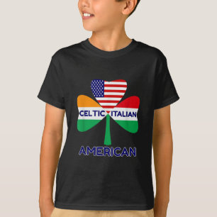 Irish Italian American Flag And Celtic Shamrock Pr T-Shirt