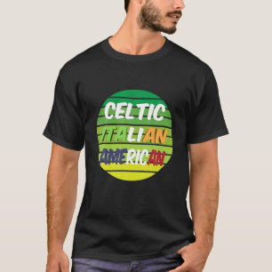 Irish Italian American Flag, Sunset Retro St. Patr T-Shirt