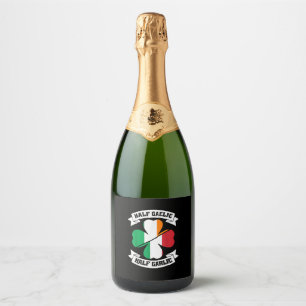 Irish Italian Half Gaelic Half Garlic Saint Patric Sparkling Wine Label