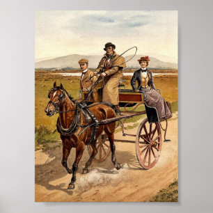 Irish Jaunting Car classic Photochrom Poster