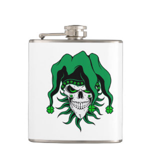 Irish Jester Skull Hip Flask