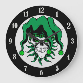 Irish Jester Skull Large Clock
