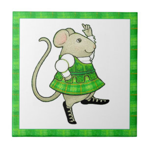 IRISH JIG MOUSE 4.25x4.25 Ceramic Tile II