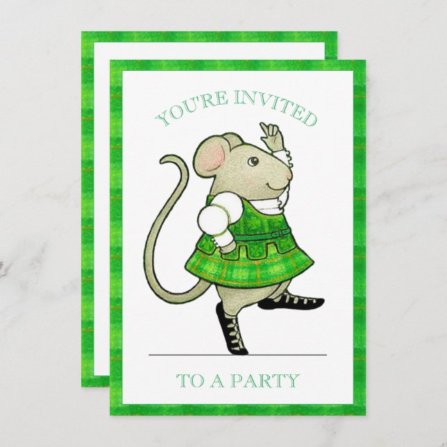 IRISH JIG MOUSE 4.5x6.25 Invitation de partie (Devant / Derrière)