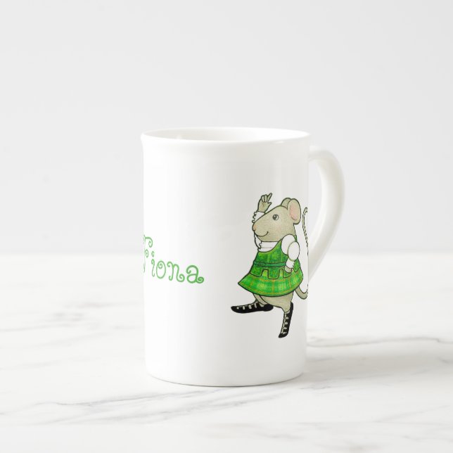 IRISH JIG MOUSE Bone China Mug + Text (Front Right)