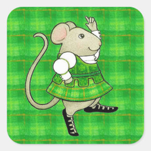 IRISH JIG MOUSE Large Square Stickers