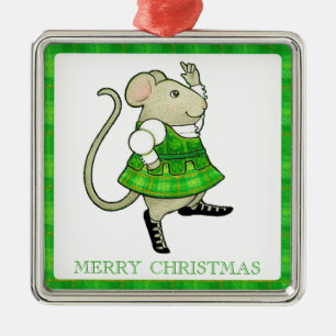 IRISH JIG MOUSE Premium Square Ornament + Text