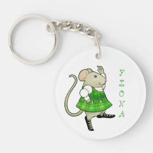 IRISH JIG MOUSE Round Acrylic Keychain + Text