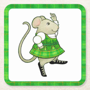 IRISH JIG MOUSE Square Paper Coasters II