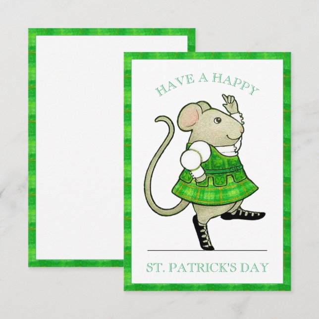 IRISH JIG MOUSE St. Patrick's Day 3.5x5 Flat Card (Front/Back)