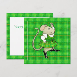 IRISH JIG MOUSE St. Patricks Day Square Flat Card