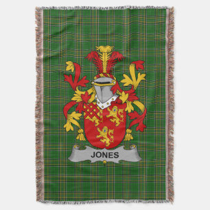 Irish Jones Coat of Arms Family Crest Ireland Throw Blanket