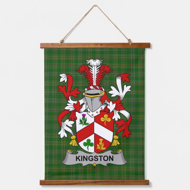 Irish Kingston Coat of Arms Family Crest Hanging Tapestry (Front)