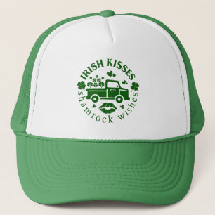 Irish kisses Truck with clovers St. Patricks Day Trucker Hat