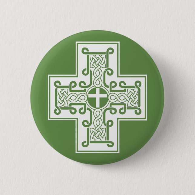 Irish Knot Celtic Cross 2 Inch Round Button (Front)