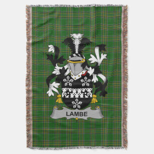  Irish Lambe Coat of Arms Family Crest Ireland Throw Blanket
