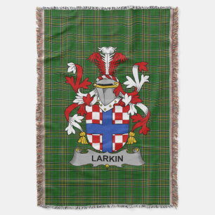 Irish Larkin or O_Larkin Coat of Arms Family Cres Throw Blanket