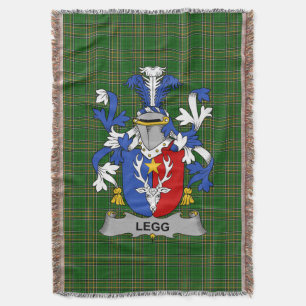  Irish Legg or Legge Coat of Arms Family Crest Ire Throw Blanket