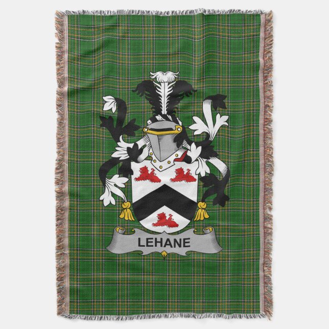  Irish Lehane or O_Lehane Coat of Arms Family Cres Throw Blanket (Front Vertical)