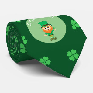 Irish Leprechaun & 4 Leaf Clover St Patrick's Day Tie