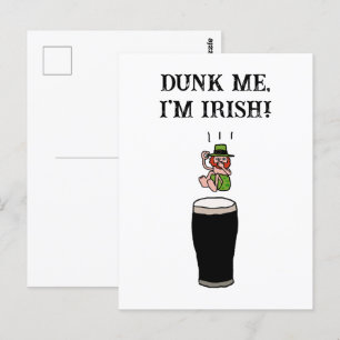 Irish Leprechaun Beer Dive – Funny Stout Cartoon Postcard