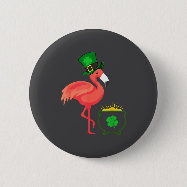 Irish Leprechaun Flamingo St Patricks Day  2 Inch Round Button (Front)