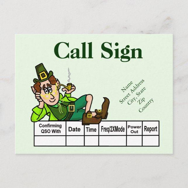 Irish Leprechaun Ham Radio QSL Card  Customize It! (Front)