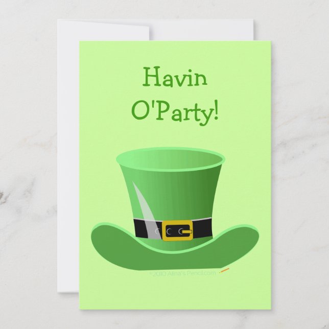 Irish Leprechaun Hat Funny St. Patrick's Day Party Invitation (Front)
