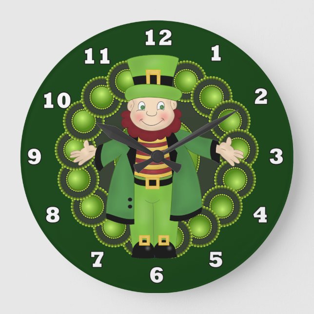 Irish Leprechaun Holiday wall clock (Front)