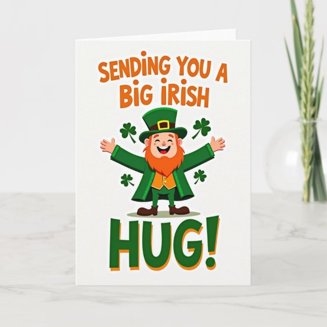 Irish Leprechaun Hugs St Patricks Card (Front)