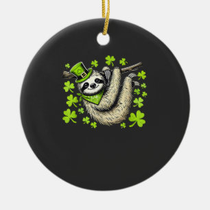 Irish Leprechaun Sloth Shamrock St Patricks Day An Ceramic Ornament