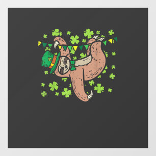 Irish Leprechaun Sloth Shamrock St Patricks Day An Window Cling