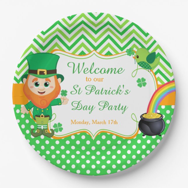 Irish Leprechaun St Patrick's Day Party Paper Plate (Front)