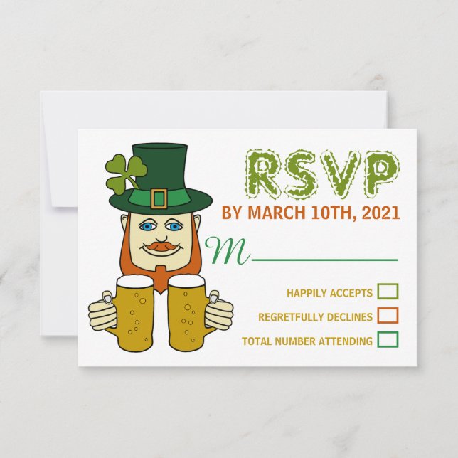 Irish Leprechaun, St Patrick's Day Party RSVP (Front)