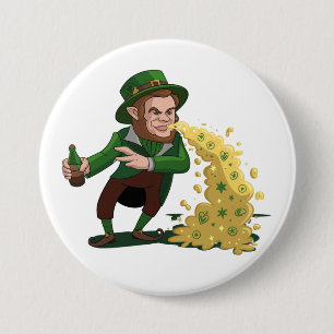 Irish Leprechaun Tossing Lucky Cookies Funny 3 Inch Round Button
