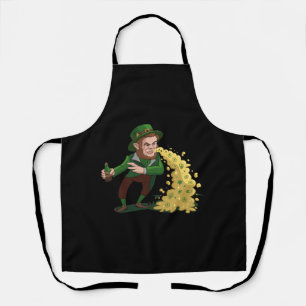Irish Leprechaun Tossing Lucky Cookies Funny Apron