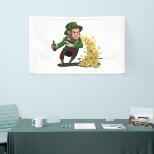 Irish Leprechaun Tossing Lucky Cookies Funny  Banner