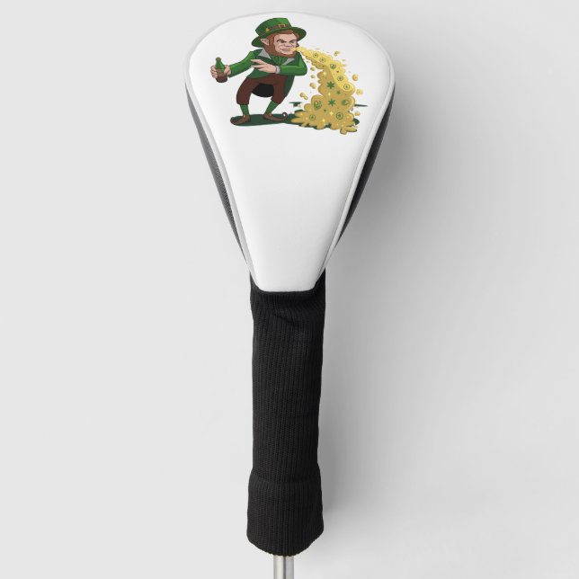 Irish Leprechaun Tossing Lucky Cookies Funny  Golf Head Cover (Front)