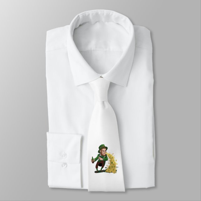 Irish Leprechaun Tossing Lucky Cookies Funny  Tie (Tied)