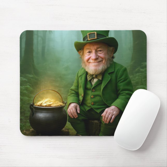 Irish Leprechaun with a Pot of Gold Mouse Pad (With Mouse)