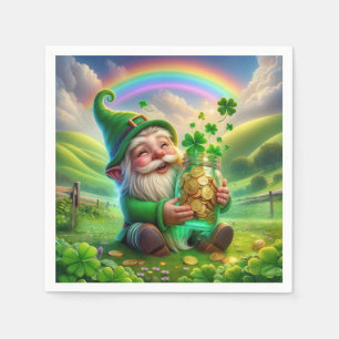 Irish Leprechaun With Gold Coins Napkin