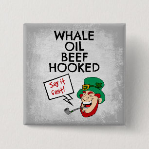 Irish Lesson: Whale Oil Beef Hooked Leprechaun 2 Inch Square Button