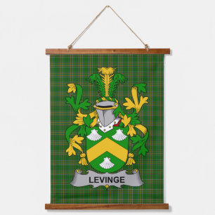 Irish Levinge or Levens Coat of Arms Family Crest Hanging Tapestry