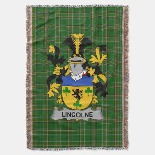 Irish Lincolne Coat of Arms Family Crest Ireland Throw Blanket