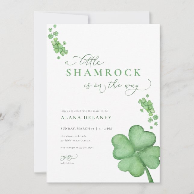 Irish Little Shamrock Baby Shower Invitation (Front)